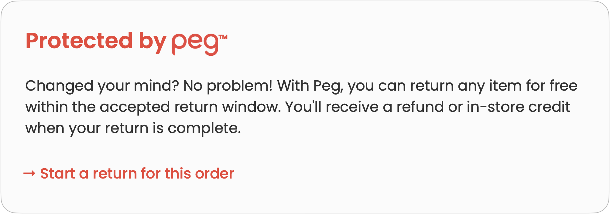 Free Returns with Peg